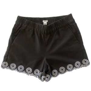 J. Crew Linen Blend Embroidered Scallop Hem Shorts Size XS (4)